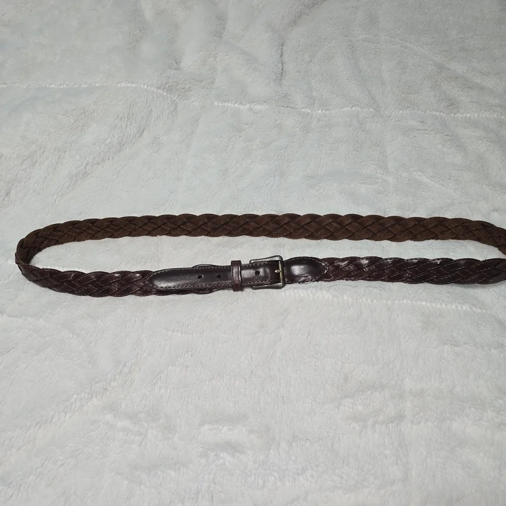 Vintage Women's Braided Leather Belt - Dark Brown Xl